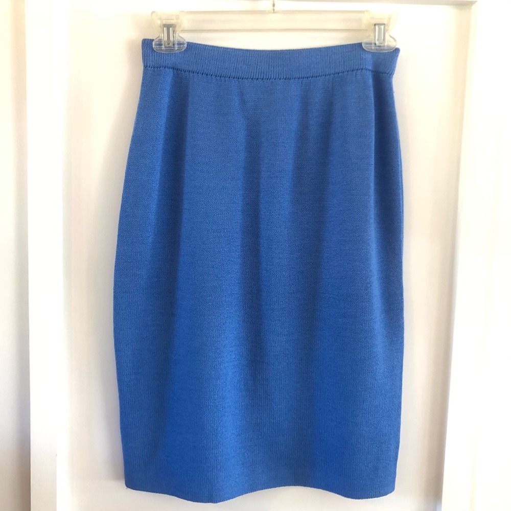 St. John Knit Blue Pencil Skirt Evening Collection Size 2 - Picture 4 of 9